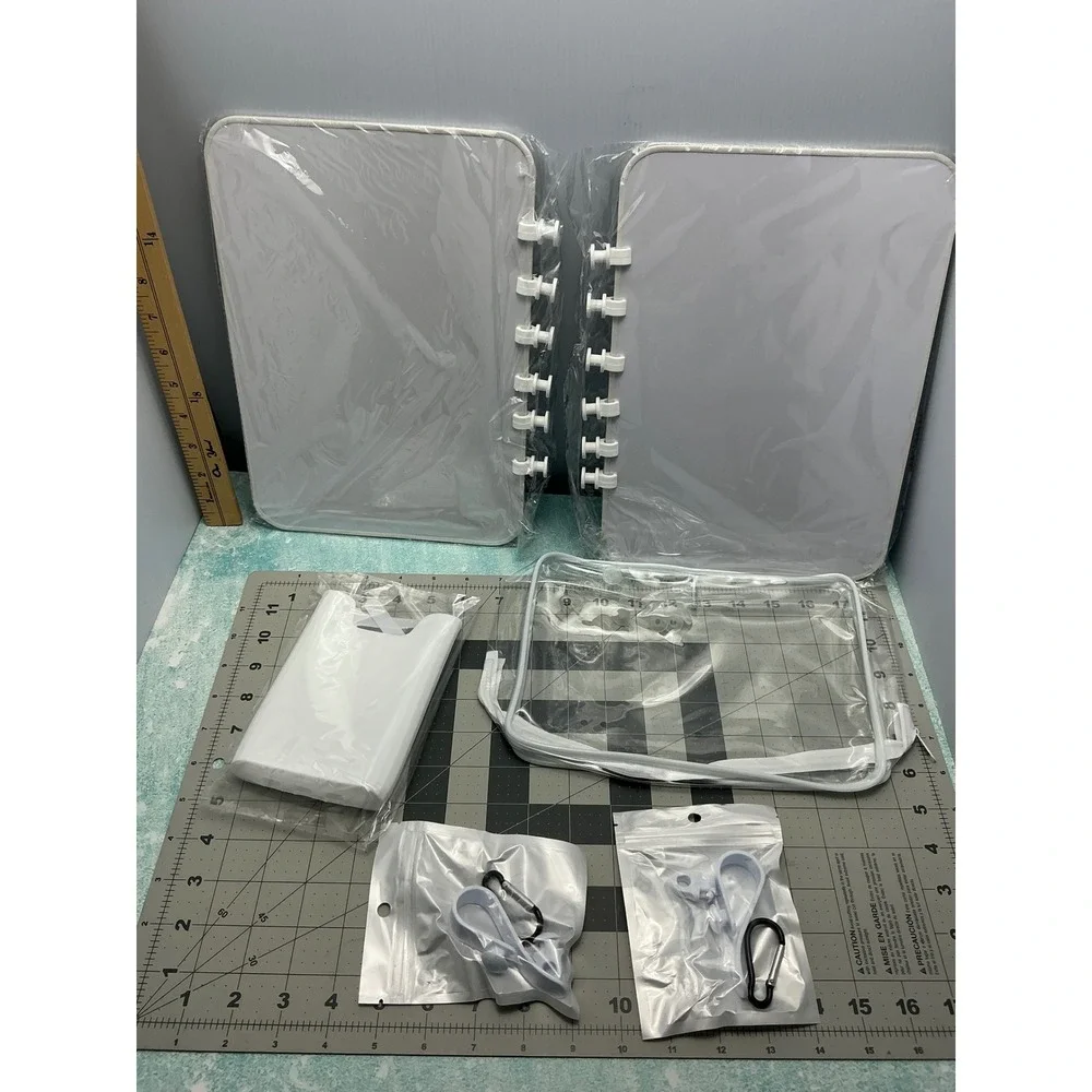 Travel Organizer Set Clear Pouches Inserts Clips‎ White